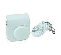Qudinip Instant Camera Bag PU Leather Protective Case Travel Adjustable Strap for Mini 12 11 Lightweight Outdoor (Mint Green)