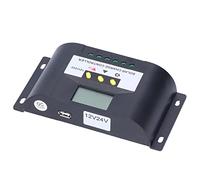Qudinip Intelligent Solar Charge Controller with Adjustable Timer and LCD Display for DC Loads - Durable ABS Material, 12V/24V Auto Detect, Power Management (30A)