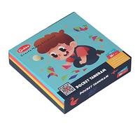 Qudinip Kids Tangrams Set, Brightly Colored 14Pcs Jigsaw Puzzle for Developing Hand-Eye Coordination and Imagination for Children Above 3 Years, Made of Basswood (Pocket Tangram)