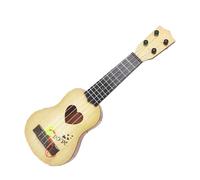Qudinip Kids Ukulele 4 String Adjustable Musical Instrument Toy for Early Education Lightweight Plastic 35cm (Khaki)