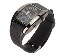 Qudinip LED Display Aviation Watch High Accuracy Comfortable Wearing Wrist Watch with Time Date Display for Sports and Casual Use (Black Shell Black Belt)