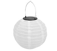 Qudinip LED Solar Lantern Fabric Lantern for Garden Decorations 20cm Diameter Good Luck Hanging Light for Parties Weddings (White)