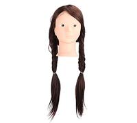 Qudinip Long Brown Hair Mannequin Head for Hair Styling Practice, High Temperature Synthetic Training Head for Beauty Students and Teachers, Easy to Use, 1 Unit