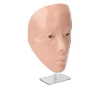 Qudinip Makeup Practice Face, 5D Silicone Mannequin for Eyebrow Eyelash Eyeliner Eyeshadow Practice, with Stand for Beginner Beauticians (Pink Skin)
