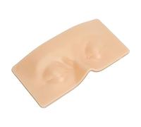 Qudinip Makeup Practice Face Board 3D Silicone Mannequin Eye Makeup Tool for Beauty Students and Amateurs, Reusable 6.7 X 3.3 in Board with 8 Brushes (Eyes Closed Yellow Skin)