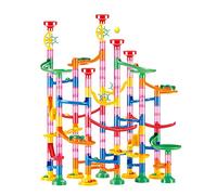 Qudinip Marble Run Building Blocks, Colorful 3D DIY Maze Track Construction Toy with 133 Pcs Plastic Pieces, for Kids to Enhance Spatial Thinking and Collaborative Play