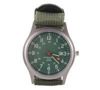 Qudinip Mens Luminous Quartz Watch, Casual Business Watch with Web Strap and Mineral Glass, Precise Time Calendar Display for Business Leisure Occasions (Green)