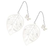 Qudinip Metal Bookmarks Set of 2 Elegant Hollow Leaf Design for Office and School Use Light Slim Silver Color