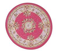 Qudinip Miniature Round Carpet, Handmade Woven Design, Ideal for 1:12 Scale Dollhouse, Great Gift for Collectors, 6.2in Size (C02 Red Flower)