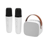 Qudinip Multifunction Karaoke Machine with 2 Wireless Microphones Portable for Family Karaoke Nights (White)