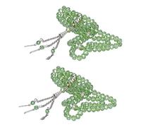 Qudinip Muslim Prayer Beads, 99 Beads with Mihrab Separators, Coloured Glaze Tasbih for Islam Gift, Portable for Hand Bag Necklace (Green)