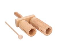 Qudinip Percussion Wooden Guiro, Threaded Double Cylinder Musical Instrument for Kids, with Glossy Edge and Safe Water Based Paint, Cultivate Rhythm and Imagination, Suitable for
