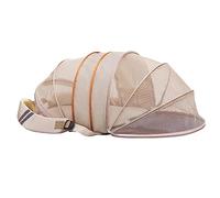 Qudinip Pet Breathable Carrying Backpack for Small Medium Pets, Expandable Dog Cat House, Comfortable Travel Backpack, Made of Polyester (Beige)