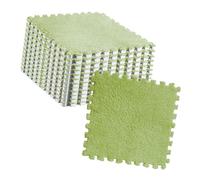 Qudinip Plush Puzzle Floor Foam Mat Tiles, 10pcs Interlocking Foam Tiles Plush Carpet Tiles Soft Non Slip Cuttable for Kids Room with Easy Wash Mosaic Design (Fluorescent Green)