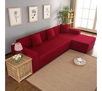 Qudinip Polyester L Shape 3+2 Seat Sofa Cover, Soft Slipcover Protector for Home Furniture, with Easy to and Washable Feature (Burgundy)