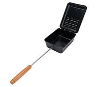 Qudinip Popcorn Grill Tray, Iron Stovetop Popcorn Pan with Wood Handle, for Home Camping Backyard