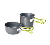 Qudinip Portable Camping Cooking Set Lightweight Durable Aluminum Alloy Pot Knife Fork Spoon for Hiking (One Size)