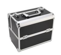Qudinip Portable Makeup Case Multi Layer Design Large Space Cosmetic Train Case for Beauty Hairdressing Nail Art (Black)