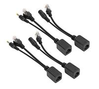 Qudinip Power Over Ethernet POE Splitter Adapter for IP Cameras, Stable Design with Fast Transmission, 5 Pairs, DC12V, Black (Black)