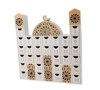 Qudinip Ramadan Wooden Countdown Calendar, Elegant Mosque Shape with LED Light and Drawers, for Celebrating Eid and Islamic Tradition (JM01507)