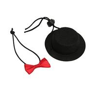 Qudinip Reptile Hat and Bow Tie Cute Adjustable Clothes Set for Bearded Dragon and Hamster - Perfect for Valentine's Day Celebration (Black hat + red bow tie Large Size)