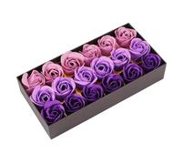 Qudinip Rose Soap Gift Box with Romantic Purple Gradient 18 Lifelike Flower Soaps for Valentine's Day and Mother's Day