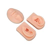 Qudinip Silicone Nose and Ear Model, 2 in 1 Piercing Practice Model with Lifelike Skin Texture, for Nose Ring Stud Display Earring Practice Suture Training Home Salon Use (Light Skin)
