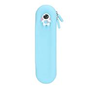 Qudinip Silicone Pencil Case Cute Cartoon Design Small Capacity Fun Pen Bag for Students 5.8x21cm (Astronaut and Rabbit, Blue)