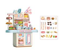 Qudinip Simulated Kitchen Counter Toy Realistic Electronic Playset for Children Cooking Fun Plastic (Blue)