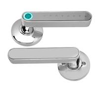 Qudinip Smart Bluetooth Door Handle Lock with Biometric Fingerprint and Password Entry for Home Security, Zinc Alloy, Chrome, Keyless Access (Bright Chrome)