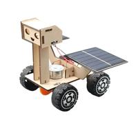 Qudinip Solar Lunar Rover Toy, Wooden Puzzle Car Model Kit for Kids Science Experiment, with Solar Powered Assembly for Teaching and Group Activities