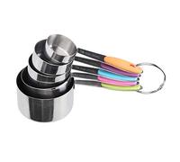 Qudinip Stainless Steel Measuring Cups Set 5pcs with Silicone Handles Thermal Insulation for Baking Cooking 1/8 to 1 Cup (Measuring Cup Five-piece Set)