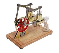 Qudinip Stirling Engine Model Elegant Educational Toy Golden Two Cylinder Experimental Model for Science Projects and Learning 6.7 X 5.1 X 3.7in