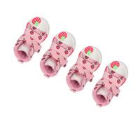 Qudinip Strawberry Dog Boots Slip Resistant Canvas Protector for Small Dogs Pomeranian Bichon 4 Units (Type 5(8.3 X 8.3 X .5in))