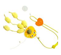 Qudinip String Cat Toy, Elastic Retractable Cat Teaser with Catmint Ball for Interactive Play, Hanging Door Feather Toy for Cats Exercise (Little Yellow Chicken)