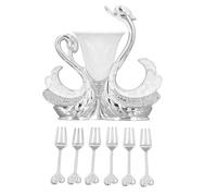 Qudinip Swan Base Fork Holder Set Elegant Decorative Flatware for Fruit