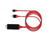 Qudinip Type C Adapter Cable High Performance for Laptop and Phone Screen Mirroring PVC Copper 14x8x2cm (Red)