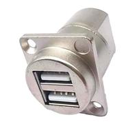 Qudinip USB Panel Mount Connector Dual Ports Efficient Data Transmission for Home Office 86 Cabinet Panel Copper Core (Silver Shell)