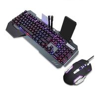 Qudinip Wired Mechanical Keyboard & Mouse Gaming Set with Floating Keycaps for Internet Cafes and Gamers