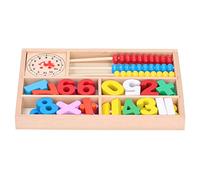 Qudinip Wooden Abacus Toy Set for Math Learning with Arithmetic Blocks and Clock, Educational Game for Children, Wooden Material, Size 26.8 X 18.1cm