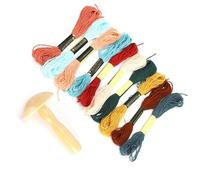 Qudinip Wooden Darning Supplies Kit, Mushroom Patching Threads Tool with 10 Skeins Multicolor Threads, for DIY Sewing Home Travel Handicraft Socks Sweaters