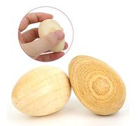 Qudinip Wooden Egg Musical Toy for Babies, Comfortable Grip, Early Development, 2PCs, Solid Wood, Yellow/Red/Log Color (SY-62 wood color)