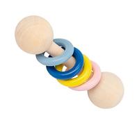 Qudinip Wooden Rattle Toy for Infants Fun Grasping and Audio Visual Stimulation Solid Wood Design for Early Education (4 Ring)