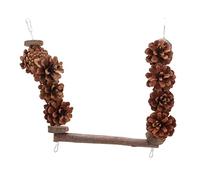 Qudinip Wooden Swing Toy with Pine Cone, Fun Chewing and Grinding Accessory for Small Birds Like Parakeets and Conures, Safe Material, Size Approx. 24x20cm