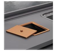 qudkdhs 304 Stainless Steel Balance Flap Cover, Square Trash and Waste Chute Lid Completed-in Countertop, Swing Trash Can Lid, Suitable for Hotels, Bars, Kitchens(Brass,29x24.5x14.8cm)