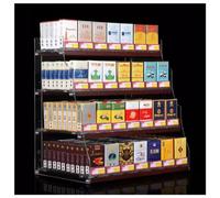 qudkdhs 4-Shelf Acrylic Display Case Cigarettes Candy Cabinet Automatic pop-up Supermarket Convenience Store Display Shelf for Cigar, Small Toy, Playing Cards (Color : Clear, Size : 48.5x29x56.5cm)