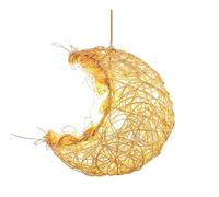 qudkdhs Boho Rattan Chandelier Farmhouse Lighting Moonshaped Creative Hand Woven Basket Chandelier Modern Rustic Bamboo Wicker Cage Ceiling Lights for Dining Room, Kitchen, Living Room, Bedroom
