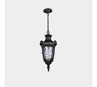 qudkdhs Ganeep European Waterproof Pendant Light Hanging Lamp - Outdoor Hanging Lantern, Chain Adjustable, Exterior Pendant Porch Light Aluminum Black/Brown Water Rippled Glass