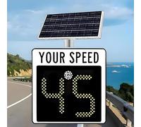 qudkdhs LED Solar Radar Speed Limit Sign, 24"x35" Traffic Safety Display Board, Aluminum Speed Detector for Highways & Roads, Bright Warning for 60 km/h Limit