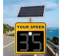 qudkdhs LED Solar Radar Speed Limit Sign - Traffic Safety Display, Aluminum Warning Board for Highways & Speed-Limit Roads, 60x90cm/24x35in, Yellow